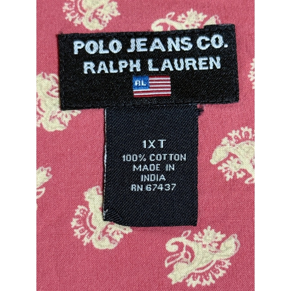Vintage Polo Jeans Co Ralph Lauren Mens 1XT Coral Cotton Button Down Shirt - Picture 3 of 7